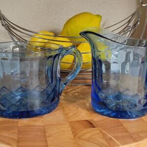 US Glass Company Aunt Polly Sugar Bowl & Creamer Pitcher Set Depression Glass